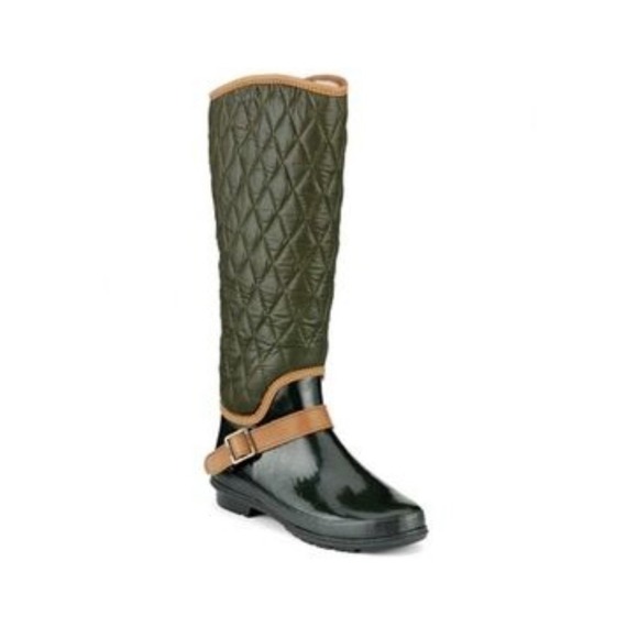 Sperry Shoes - Sperry Top Sider Women's Waterproof Rubber Quilted Tall Boots Olive Green Sz 11